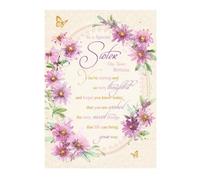 Artistic Words n Wishes Carte d'anniversaire pour sœur - Jolie couronne florale traditionnelle et poème d'amour fini avec une belle feuille d'or - Carte de vœux pour elle (WW-K207)