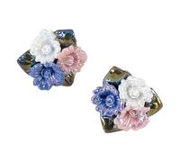 Artistics Boucles d'oreilles robustes en céramique avec pétales de rose Décoration portable pour femmes Boucles d'oreilles en porcelaine faites à la main Boucles d'oreilles fleurs vintage, taille