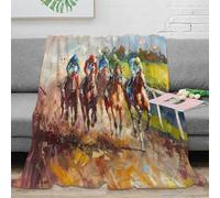 Artistique Couverture 3D imprimée Courses de Chevaux Microfibre décoration intérieure Plaid équestre Doux lit 50x60(127x152cm)