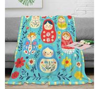 Artistique Couverture Matriochka 3D Imprimée Microfibre Décoration Maison Plaid Poupée Russe Doux Chaud pour Canapé Chambre 40x50(100x130cm)