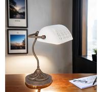 Artistique Tischleuchte Ministero Laiton Verre en Bronze Antique Blanc