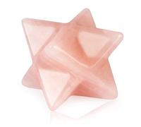 Artistone Merkaba - Étoile en cristal de quartz rose sculpté - 2,5 cm - Pour méditation sacrée - Générateur d'énergie - Pierre chakra - Étoile à huit branches - Avec boîte cadeau