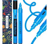 Artistro 2 Marqueurs Craie Liquide Bleus - Stylos Craie Effaçables avec Pointe Réversible de 6 mm pour Tableau Noir, Vitre de Voiture, Verre - Marqueurs Craie Liquide Idéaux pour Restaurants & Bistro