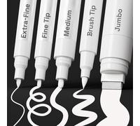 Artistro 5 White Acrylic Paint Pens, Acrylic Paint Markers Different Tip, Fabric Markers for Textile, Canvas, Rock, Glass, Wood, Paper, DYI, Pens for Kids and Adults