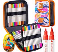 Artistro 60 Feutres Acryliques, Art Set Stylo Feutre Acrylique Double Pointe, Marqueurs Acryliques pour Tissu, Toile, Pierre, Verre, Bois, Papier, DIY, Marqueurs de Peinture, Multicolore