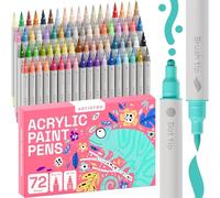 Artistro 72 Feutres Acryliques, Marqueurs Acryliques Double Pointe, Marqueurs Acryliques pour Tissu, Toile, Pierre, Verre, Bois, Papier, DIY, Marqueurs de Peinture