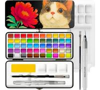 Artistro ensemble de 50 aquarelles, couleurs vives dans une boîte portable, avec palette. Ensemble de voyage parfait pour les artistes, les amateurs et la peinture