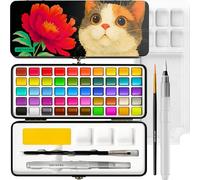 Artistro ensemble de 50 aquarelles, couleurs vives dans une boîte portable, avec palette. Ensemble de voyage parfait pour les artistes, les amateurs et la peinture