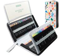 Artistro Lot de 100 marqueurs aquarelle avec stylos pinceaux, stylo à pointe fine, pinceau aquarelle et sac en tissu portable - consistants, lisses, lavables, non toxiques - Idéal pour le coloriage,