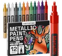 Artistro Lot de 12 stylos de peinture métallique pour peinture sur roche, pierre, céramique, verre, bois, tissu, cailloux, journaux, albums photo, cartes, marqueurs de peinture acrylique, pointe