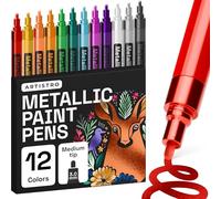 Artistro Lot de 12 stylos de peinture métallique pour peinture sur roche, pierre, céramique, verre, bois, tissu, cailloux, journaux, albums photo, cartes, marqueurs de peinture acrylique, pointe