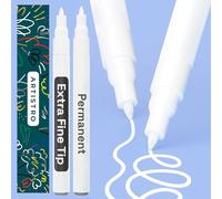 Artistro Lot de 2 marqueurs permanents blancs - En acrylique - Étanche - Avec pointe de 0,7 mm - Séchage rapide - Pour textile, céramique, verre, bois, métal, carton