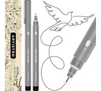 Artistro Lot de 2 Stylos Fineliner, Stylos Noirs à Pointe Ultra Fine pour le Dessin, Encre d'Archivage Imperméable, Techniques pour Illustration, Croquis, Écriture, Dessin, Journalisation