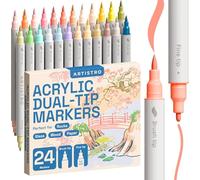 Artistro Lot de 24 pinceaux doubles en acrylique + couleurs pastel fines