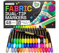 ARTISTRO Lot de 48 marqueurs multicolores à double pointe pour vêtements | Stylos de peinture acrylique à pointe pinceau et fine pour baskets, sacs, chaussures, textiles, toile, couture