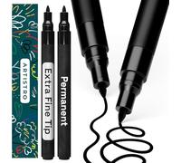 Artistro marqueur permanent noir 2 pièces - marqueurs étanches pour pneu, tissu, pierre, verre, céramique, bois, papier - stylos peinture à base d’huile - pointe extra-fine 0,7 mm