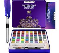 Artistro Palette aquarelle, 48 Couleurs Vives, Incluant Couleurs Métalliques et Fluorescentes. Kit Aquarelle Parfait Pour les Artistes, Amateurs et Passionnés de Peinture (Premium Home)