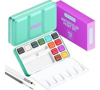 Artistro Set de Peinture Aquarelle 12 Couleurs, Kit Aquarelle de Voyage dans une Boîte Portable, Ensemble de Peintures pour Enfants, Mini Aquarelle pour Adultes, Artistes, Débutants et Amateurs