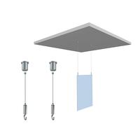 Artiteq Kit de suspension Pierre/plafond en acier - Kit complet avec 2 clips de plafond, 2 fils d'acier (1, 2 mm x 300 cm) + 2 crochets - Idéal pour la signalisation, l'itinéraire et la suspension de