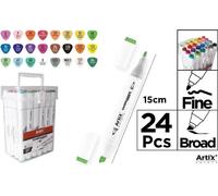 ARTIX Marqueurs à alcool double face - 24 couleurs de créativité à portée de main ! Parfait pour l'art, le dessin et les carnets de notes. Découvrez la passion de créer !