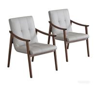 Artiz Chaises De Salle À Manger Modernes Rembourrées, Fauteuil en Bois Massif avec Dossier, Revêtement en Cuir Microfibre pour Salle À Manger, Cuisine, Salle De Réunion(Light Gray+Walnut,2PCS)