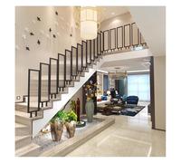 Artiz Rampe D'escalier en Fer Forgé pour Villa Système De Garde-Corps Rampe D'escalier en Verre Trempé Effet Ondulant pour Loft, Villa Ou Balcon(Black-100cm,5PCS)