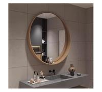Artiz Smart Bathroom Mirror Cadre en Bois Massif, Miroirs De Salle De Bain Ronds LED Miroir De Vanité Anti-Brouillard avec Porte-Bagages 3-Couleur Dimmable Miroir À L'épreuve(Natural,50cm/19.7")