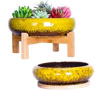 ARTKETTY Lot de 2 Pots de Fleurs d'intérieur en céramique pour Plantes succulentes colorées - 18,5/25 cm - pour Plantes succulentes - pour Cactus et Jardin