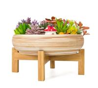 ARTKETTY Pots de Fleurs succulentes - Grand Pot de bonsaï de 25,5 cm avec Support de Drainage, Pots Peu Profonds pour Plantes Grasses d'intérieur et Plantes Grasses, Bol décoratif pour Fleurs, Cactus