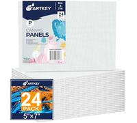 Artkey Lot de 24 panneaux de toile vierges 100% coton apprêté pour peinture, peinture artistique, peinture acrylique, aquarelle, aquarelle, 12,7 x 17,8 cm, 283,5 g