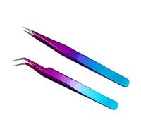 Artlalic Pince à épiler droite courbée pour nail art - Outil de maquillage pour cils incarnés
