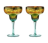 ARTLAND - Lot de 2 verres à margarita Fiesta - Colorés et éclectiques - Verres à cocktail - Fabriqués à la main