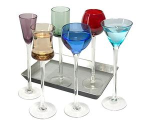 Artland. Lot de 7 verres à apéritifs avec long pied.