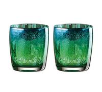 Artland - Gobelet DOF Peacock - Ensemble de 2 verres - Capacité de 450ml par verre - Ensemble de verres galvanisés - Couleur turquoise et argent - Un cadeau d'anniversaire ou d’anniversaire de mariage