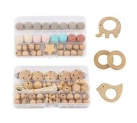 Artlatu Lot de 84 Perles en Bois pour Macramé - 16 Perles de 20 mm, 5 Clips - pour Bricolage et Fabrication de Bijoux