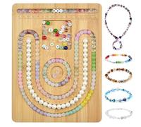 Artlatu Planche à Perles en Bambou pour la Fabrication de Bijoux, 25 x 19.5 cm Planche à Perles pour la Fabrication de Bijoux - Créez vos Bracelets et Colliers Uniques