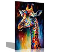 Artley Prints - Impression sur toile abstraite portrait de girafe | Impressions d'art encadrées pour salon, chambre à coucher, bureau 30 x 20 cm A4