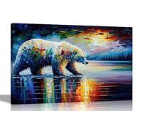 Artley Prints - Impression sur toile d'ours polaire à la chasse pour salon, chambre à coucher, chambre d'enfant, peinture à l'huile réimpression 51 x 35 cm