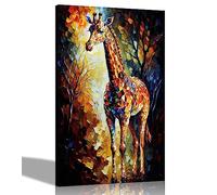 Artley Prints - Impression sur toile moderne et abstraite, girafe dans la forêt, pour salon, chambre à coucher, couloir, cuisine - Impressions colorées XL 101 x 76 cm