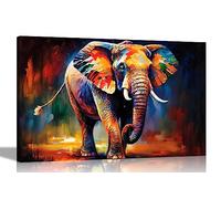 Artley Prints - Impression sur toile représentant un éléphant qui se promène dans la forêt - Décoration murale - Impressions abstraites d'animaux pour le salon - XL - 101 x 76 cm
