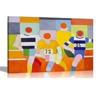 Artley Prints - Impression sur toile The Runners No 2 par Robert Delaunay | Décoration d'intérieur moderne - Images tendues et encadrées - 101 x 76 cm