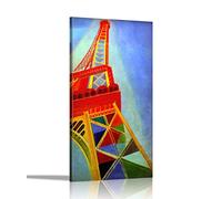 Artley Prints - La Tour Eiffel par Robert Delaunay - Impression sur toile encadrée - Décoration abstraite - Peinture à l'huile - Reproduction à suspendre - 76 x 40 cm