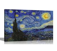 Artley Prints Nuit étoilée par Vincent Van Gogh - Impression sur toile abstraite - Décoration d'intérieur moderne encadrée - Reproduction de peinture à l'huile - 86 x 61 cm - A1