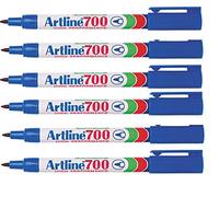 Artline EK-700 Lot de 6 marqueurs permanents à pointe ogive 0,7 mm Bleu