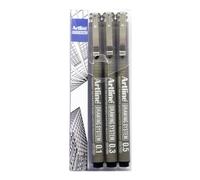 Artline Feutre à dessin Noir 0,1 mm / 0,3 mm / 0,5 mm Pochette de 3 (Import Royaume Uni)