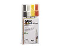 Artline Glassboard, 4 feutres pour verre - Noir, Blanc, Jaune et Orange
