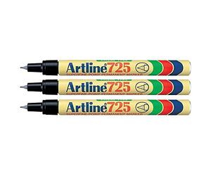 ARTLINE Lot de 3 Marqueurs "725" permanent indélébile pointe conique 0,4 mm noir