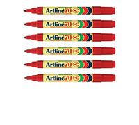 ARTLINE Lot de 6 Marqueurs "70" permanent indélébile pointe conique 1,5 mm rouge