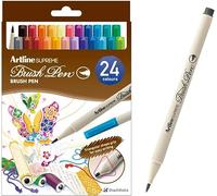 Artline Supreme Lot de 36 stylos pinceaux pour coloriage, notes de journal, dessin, illustration, lettrage à la main, calligraphie (flexible), 36 couleurs d'encre (EPFS-F/24W)