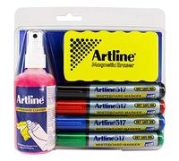 Artline Tableau Blanc Kit Stylos Marqueurs Nettoyeur Gomme à Effacer